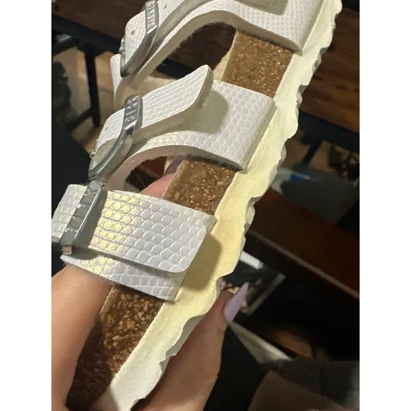 BIRKENSTOCK | Franca Iridescent  White Snake Python‎ Embossed Sandals, EU 37 - Image 4
