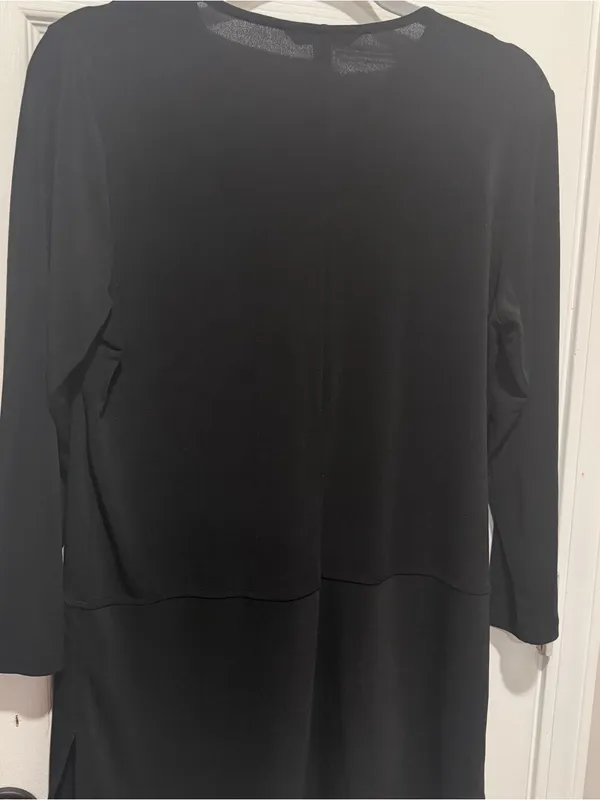 Lauren Ralph Lauren Black Layered Tunic Top Women’s M Long Sleeve Stretch Blouse - Image 4