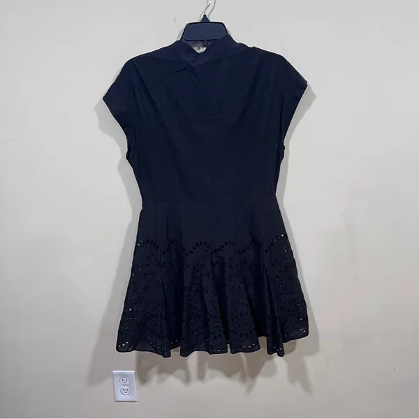 Zara Compare MINI DRESS M black EUC Black Mini Dress Eyelet Detail - Image 9