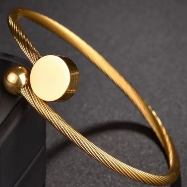 Elegant Gold-Tone Bangle Bracelet stainless steel NWOT One size fits all - Image 3
