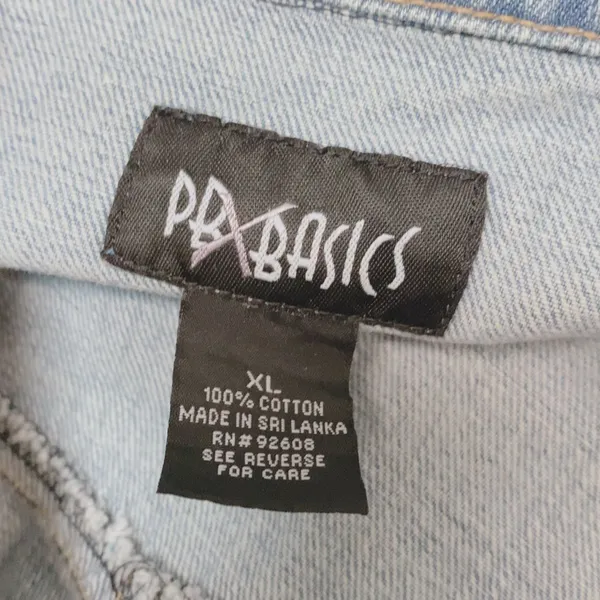 PB BASICS XL Light Wash Denim‎ Jacket Women XL 100% Cotton Button Up Y2k Vintage - Image 5