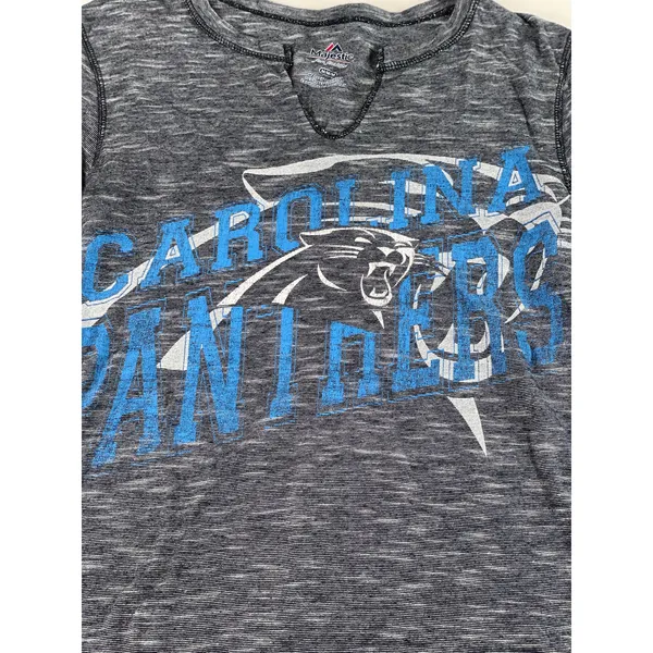 Majestic Womens Gray Carolina Panthers Long Sleeve V Neck Top M - Image 3