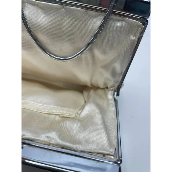Handmade Vintage Ivory white All Beaded Top Handle Bag With Mother Of Pearl Detailing - Image 14