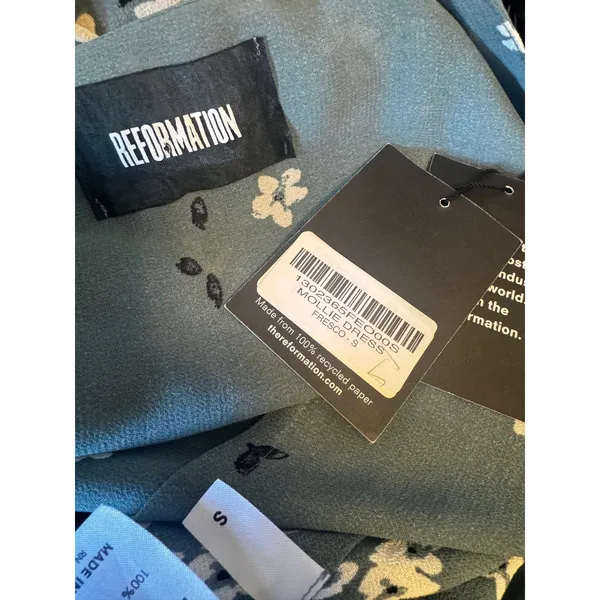 Reformation Mollie Wrap Midi Dress Fresco Blue Floral Made in USA NWT Rare Small - Image 5