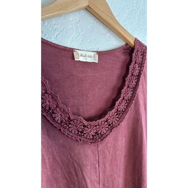 Altar'd State Burgundy Lace Crochet Trim Tunic Swing Top Fall Dark Goth - Image 7