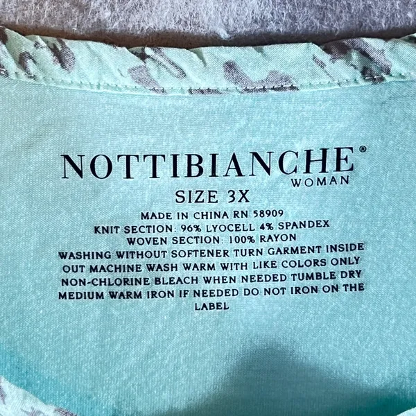 1218 | Nottibianche Abstract Print Cotton Blend Pajama Set Mint Green Womens‎ 1X - Image 10