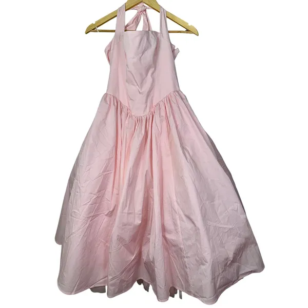 NWT Babyboo Cressida Blush Pink Halter Corset Fit & Flare Midi Dress Womens Sz L - Image 10