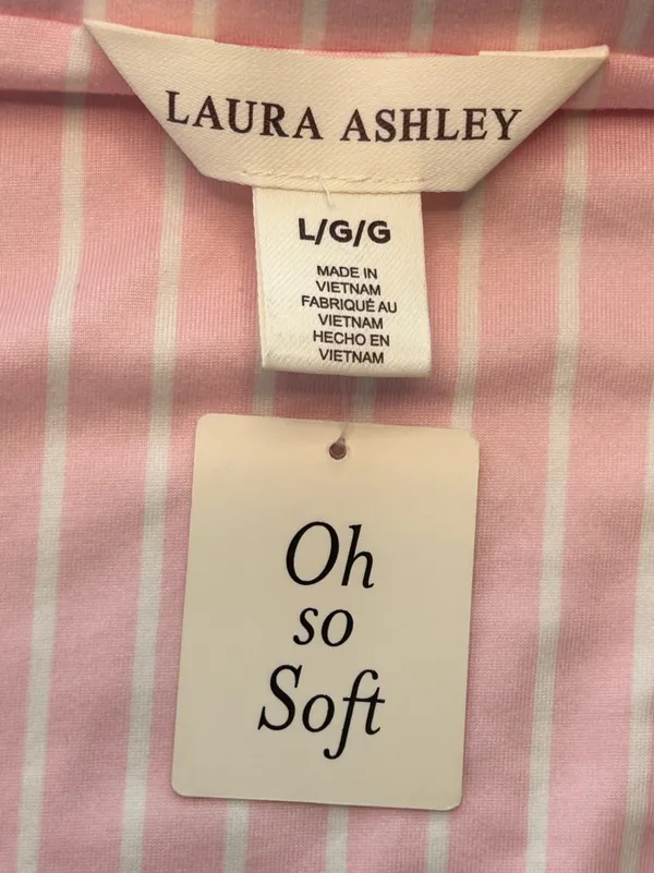 NWT Laura Ashley Pink Striped Oh So Soft Pajama Shorts Set Size Large L coquette - Image 4