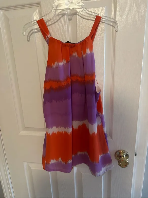 Banana Republic Red & Purple Tie-Dye Sleeveless Tank - Image 3