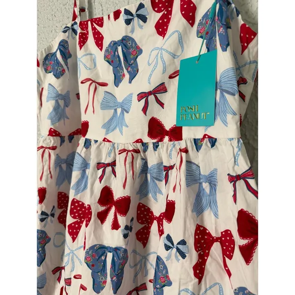 Posh Peanut Women’s Bow Print Bamboo Challis Coquette Girly Chic Mini Dress L - Image 5