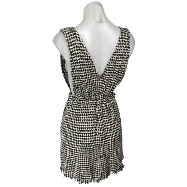 Zara Black White Tweed Button Front Sleeveless Pinafore Vest Mini Dress Size S - Image 3