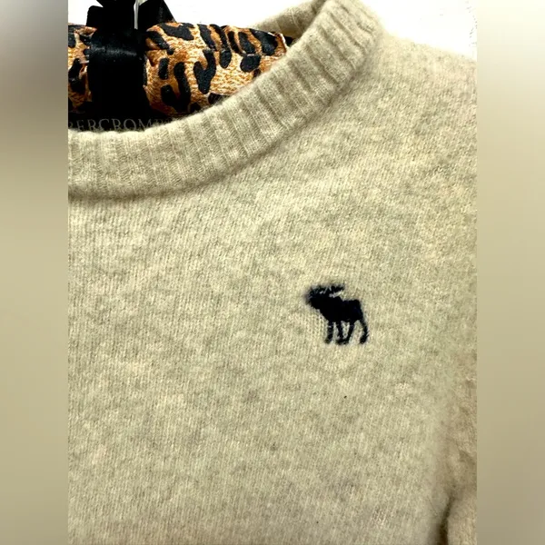 Abercrombie & Fitch Crewneck Cashmere Blend Pullover Small Beige - Image 3