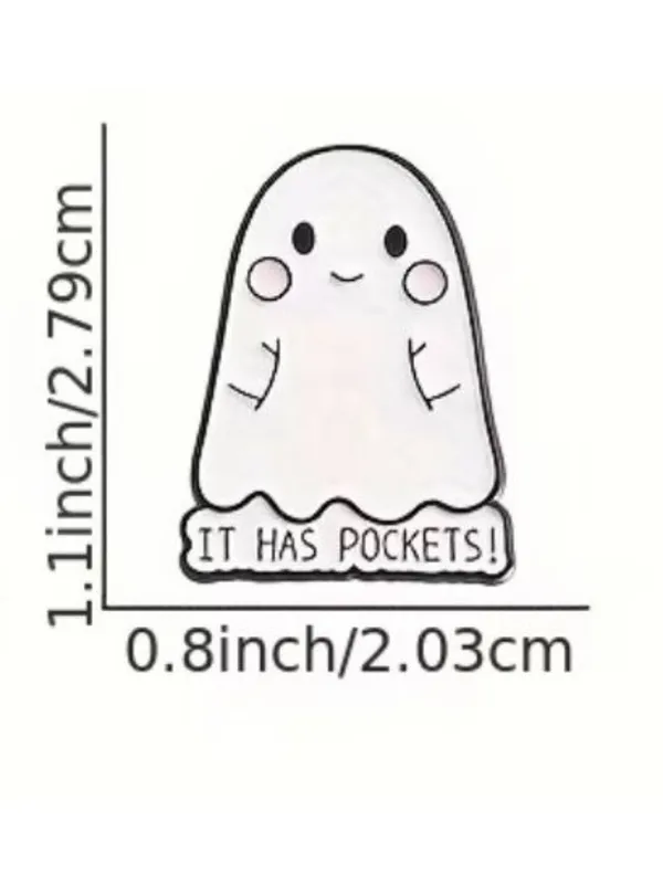 IT HAS POCKETS Ghost Pin Brooch NEW NWOT White - Image 2