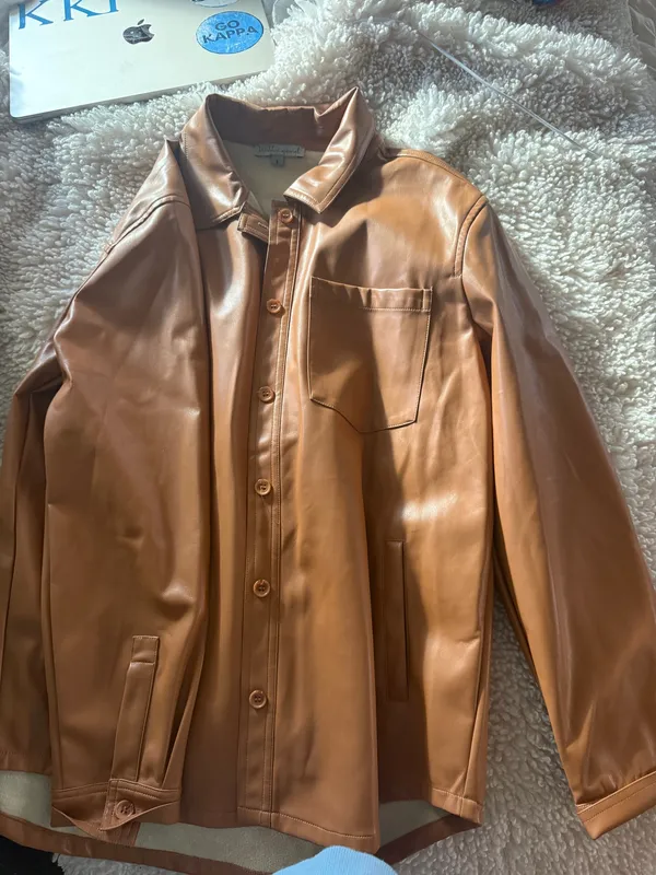 Faux leather button down Brown - Image 2