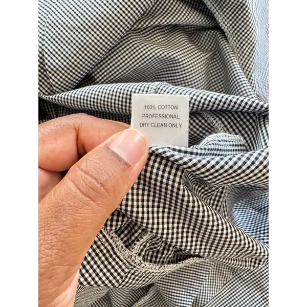 Petersyn Bettina Dress‎ Black Checkered Gingham Ruffle Mini Long Sleeve Preppy L - Image 8