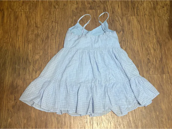 SHEIN Light Blue Tiered Babydoll Mini Dress Size Medium | Flowy Sleeveless Summer Dress - Image 2
