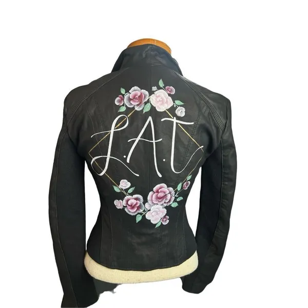 Women's S Andrew Marc New York Womens Black Leather Off Center Zip Jacket Coat p - Image 3