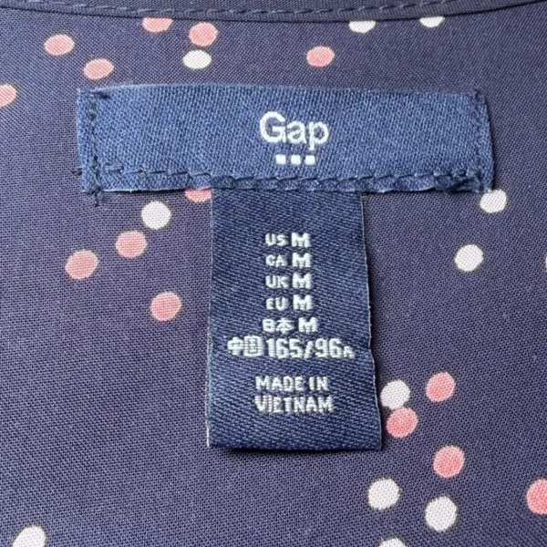 Gap Womens Size Medium Navy Blue Polka Dot Tie Waist Shift Dress Long Sleeve - Image 4