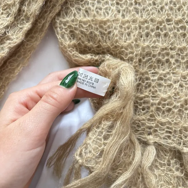 Womens Wrap Scarf Tasseled Fringe Beige Soft Fringe Winter Fall Wool‎ Romantic - Image 3