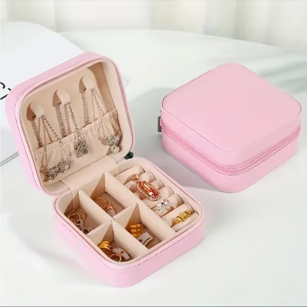 1pc Mini Jewelry Box, Portable Jewelry Storage‎ Box, PU Leather Small Organizer - Image 3