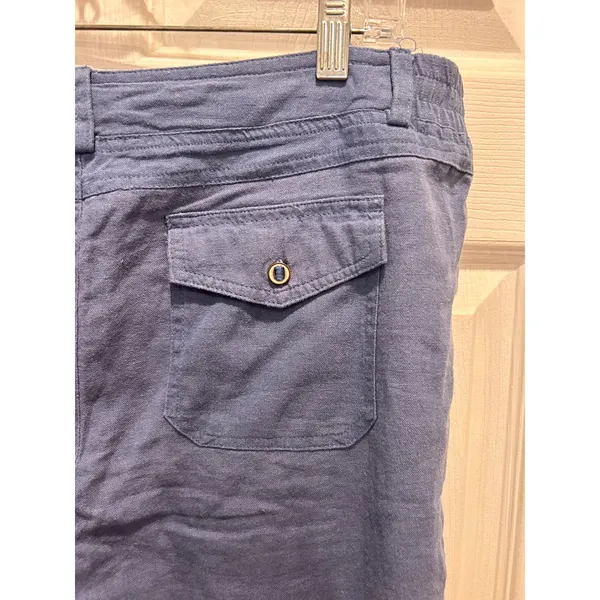 Love Tree Blue Linen Blend Utility Straight Leg‎ Pants Women Large Lightweight - Image 5