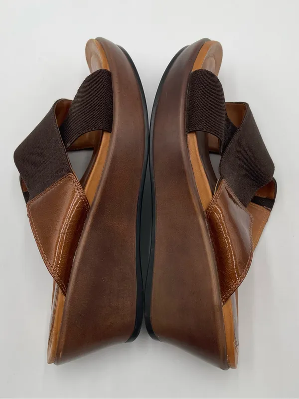 Dansko Ava Brown stretch Fabric Wedge Sandals Slip On Women's Size 38 US 7.5-8 - Image 11