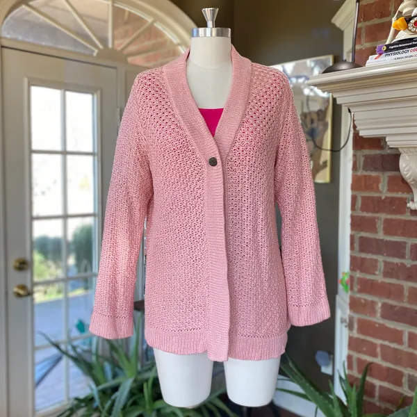 Vintage 1990s Knit Pastel Pink Cardigan - Image 2