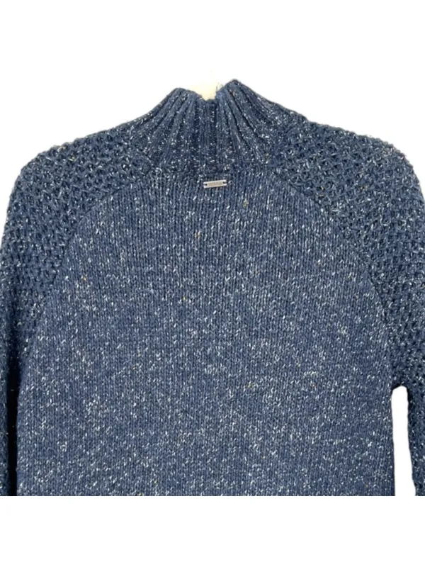 PrAna Ibid Navy Blue Knit Mock Neck Tunic Sweater Size Small Cabincore Gorpcore - Image 6