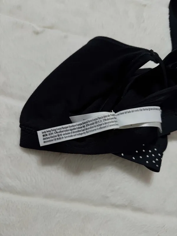 PINK Victoria’s Secret Rhinestone Elastic Bralette Black Large - Image 5