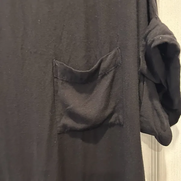 Solemio Womens Black Rayon Short Sleeve Pocket Tee High Low Top S Lagenlook‎ - Image 2