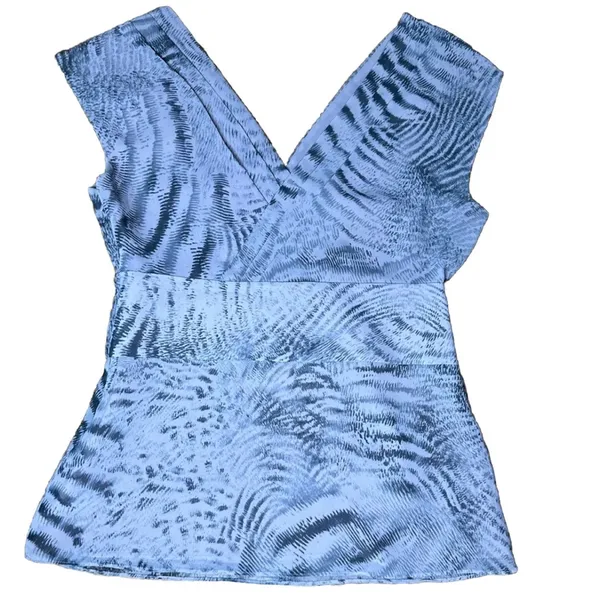 Banana Republic Top Womens Size 4 Pink Animal Print‎ Pleated Sleeveless Blouse - Image 2