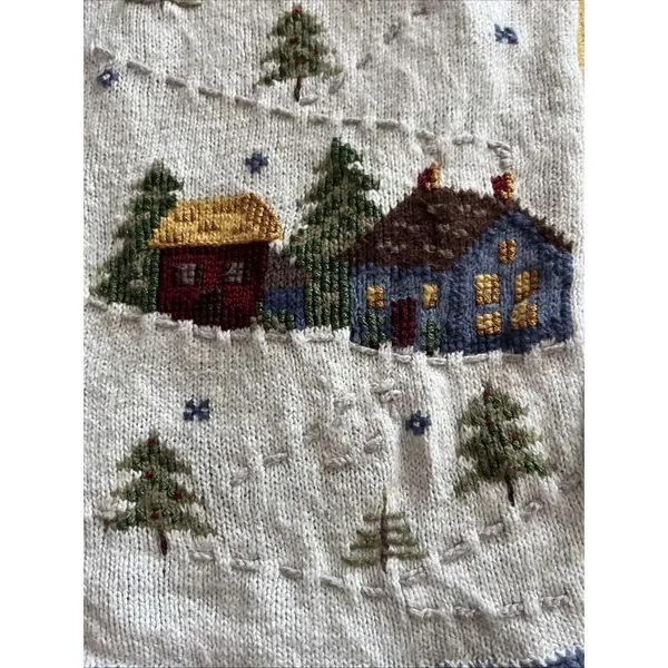 Vintage Northern Isles Cardigan Sweater Winter Village Grandmacore Cottagecore L - Image 6