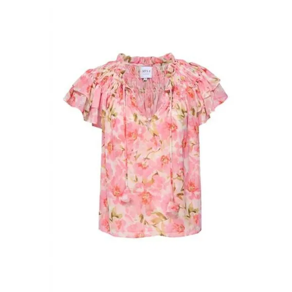 Misa Los Angeles Floral Ruffle Blouse Size Small Elegant Romantic Etheral Classy - Image 2