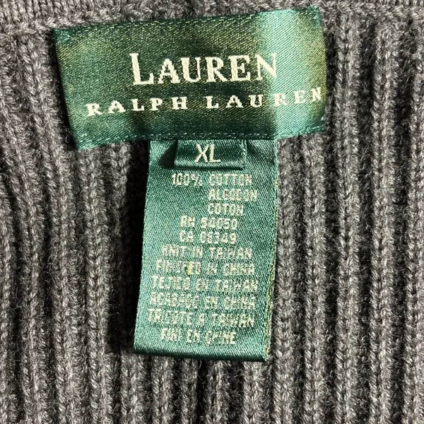 Lauren Ralph Lauren Sweater Womens Gray Hooded Button Front Cardigan‎ Ribbed XL - Image 5
