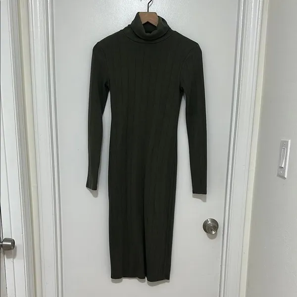 WILD FABLE | Olive Green Long Sleeve Ribbed‎ Fall Winter Christmas Knit Dress, S - Image 2
