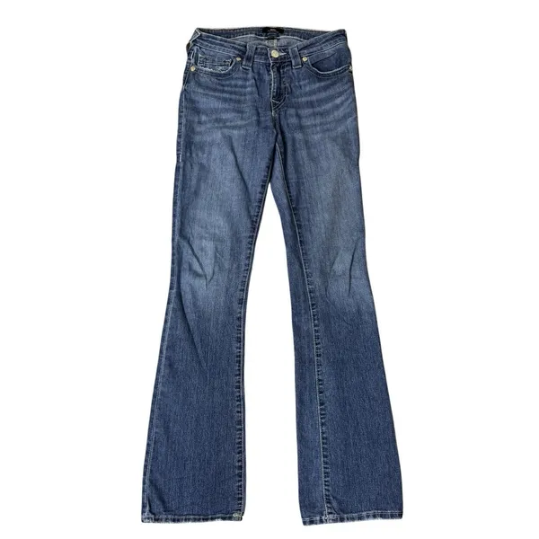 TRUE RELIGION Becca Mid Rise Bootcut Jeans Medium Wash Horseshoe Stitch Logo 26 - Image 3