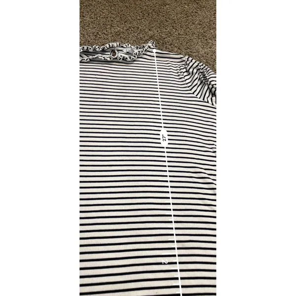 Croft & Barrow Women Plus 4X Striped Ruffle Neck Ribbed Long Sleeve Black White‎ - Image 8
