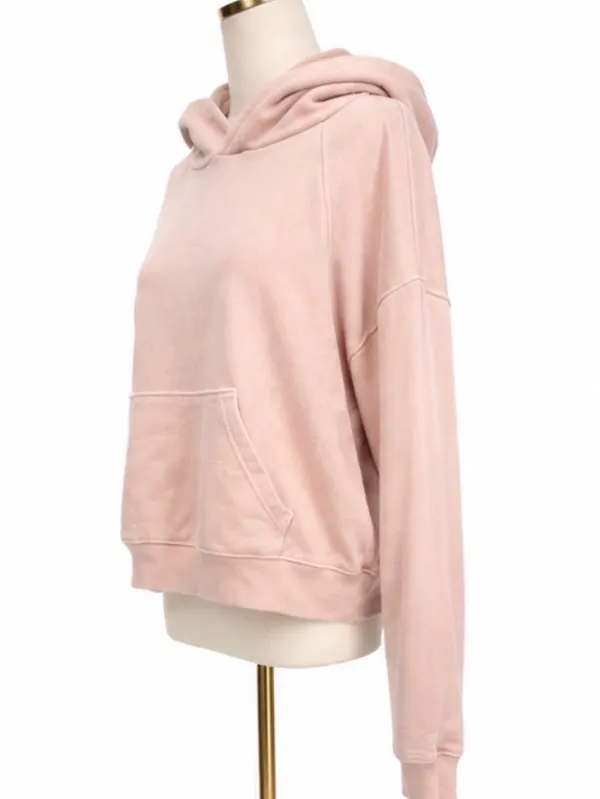 Aerie Blush Pink Cropped Pullover Hoodie — Size Medium - Image 2