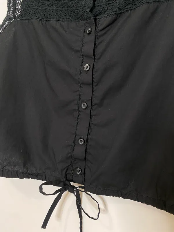 J.Crew Black Lace Trim Cropped Drawstring Top - Image 7