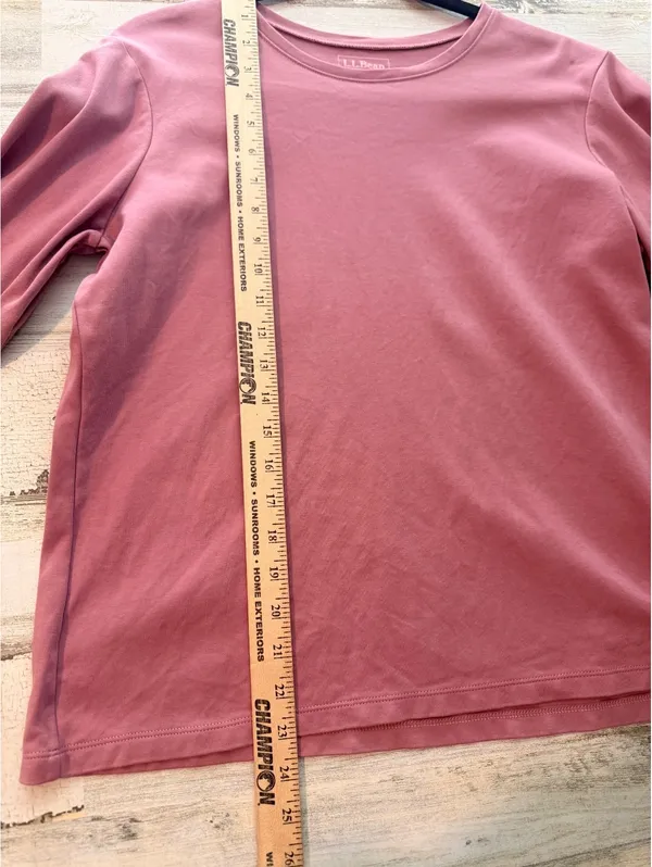 L.L.Bean Women’s Large Pink 100% Cotton Long Sleeve Crew Neck Shirt Top - Image 7