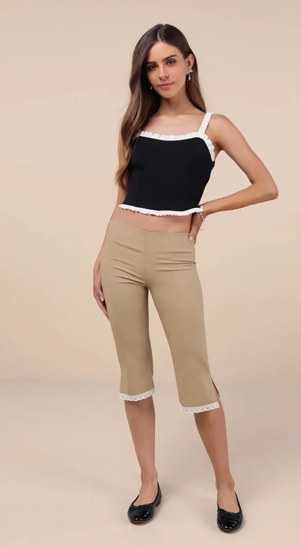 Lulu’s Coquette Charisma Black and White Ruffled Tie-Back Crop Top - Image 5