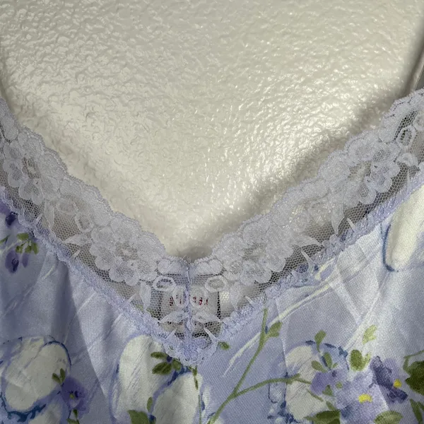 Gilligan & OMalley Floral Satin Slip Nightgown Dress Lace Trim Small - Image 5