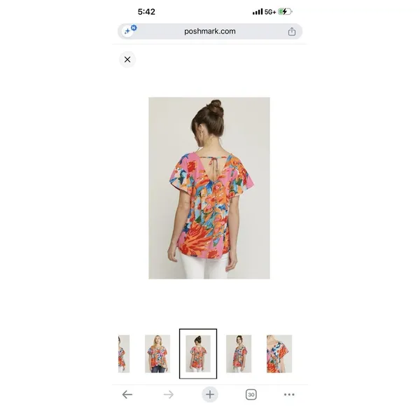 Entro NWT Watercolor Floral V-Neck Blouse Large Flutter Sleeve Tie Back Top New - Image 12