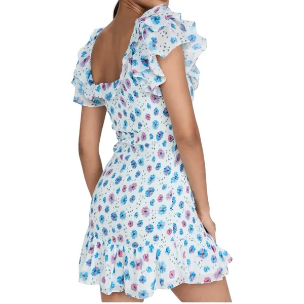 LoveShackFancy Size XS Deep Cotton Candy Blue Liberty Print Smocked Kodie Dress - Image 5
