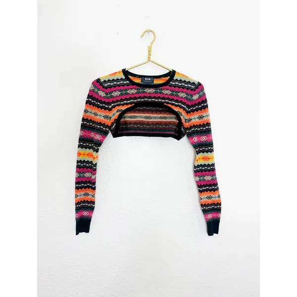 Anthropologie Maeve Abstract Sweater Shrug Size XS Multi Color Fair Isle Nordic - Image 3