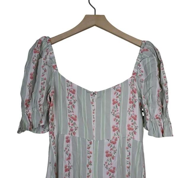 We Wore What Womens 2 Puff Sleeve Midi Dress in Rosewood Multi NEW - Image 5