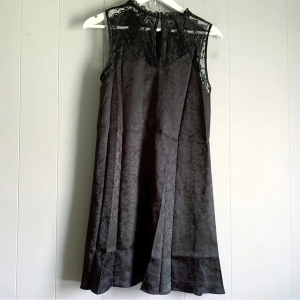 Evidently in Love Black Floral Swing Mini Dress S - Image 6