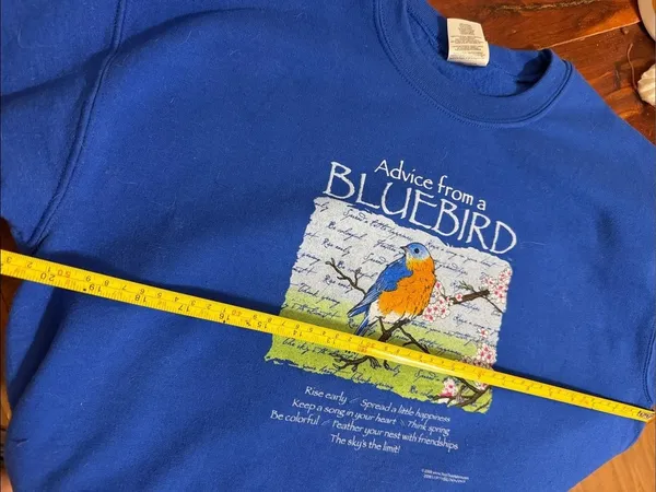 Vintage 90s Blue Bird Sweatshirt cottagecore granny grandma nature boho - Image 5