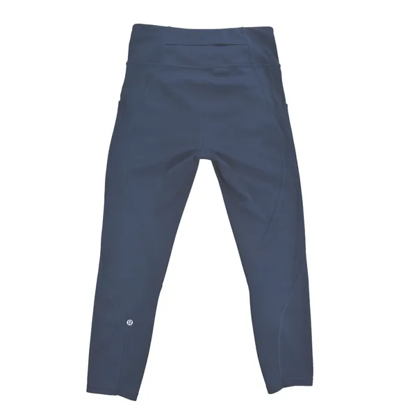 Lululemon Navy Blue High Rise Crop Leggings with Pockets Size 4 23 Inch Inseam - Image 2