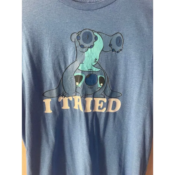 Disney Blue Stitch “I Tried” Graphic Tee Size M - Image 9